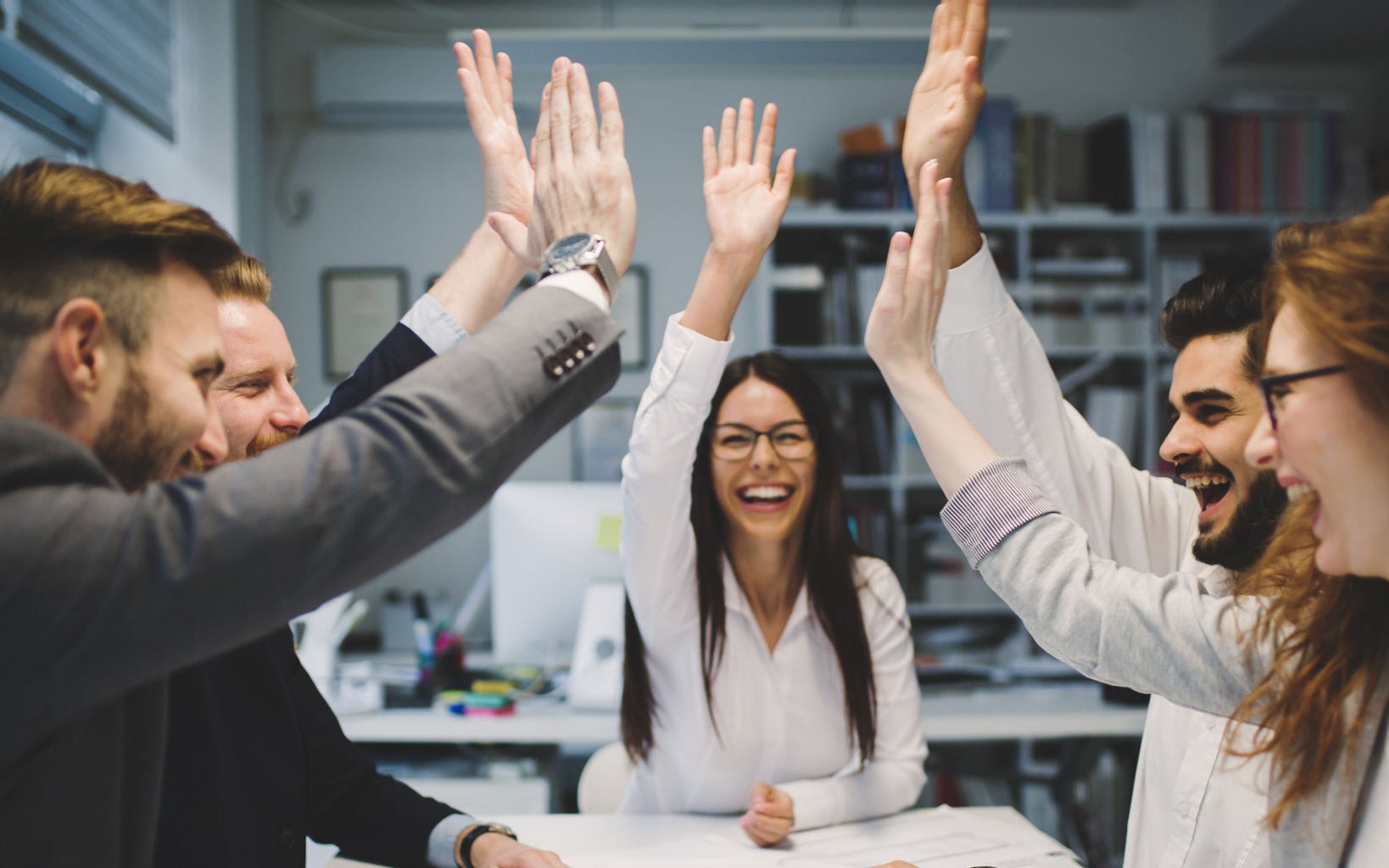 Successful entrepreneurs and business people achieving goals